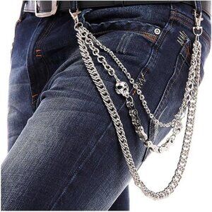 Biker Skull Wallet Chain Punk Men Cool Skull Punk Trouser Long Wallet Key Chain
